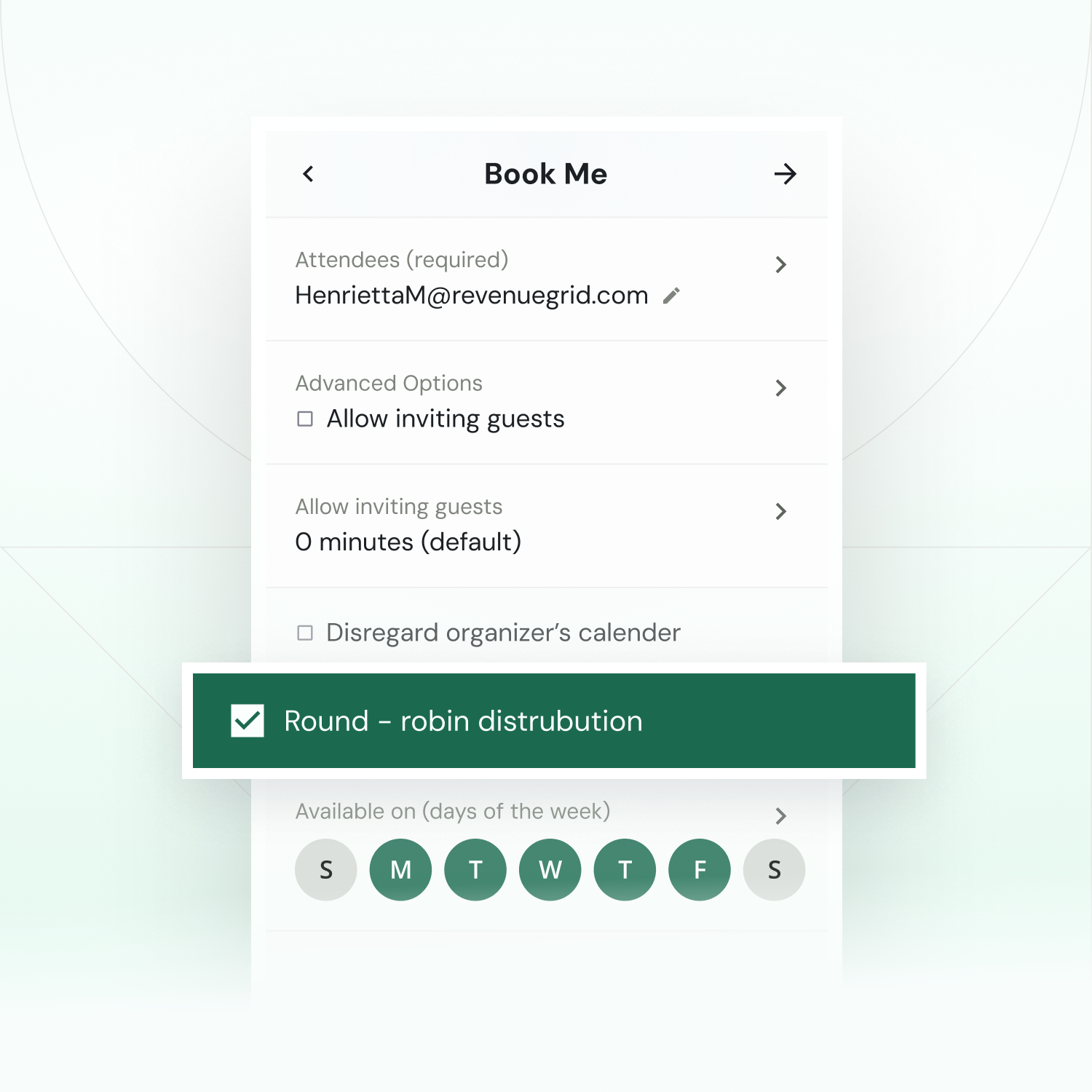Personal to Team Scheduling — Book Me page with round-robin distribution