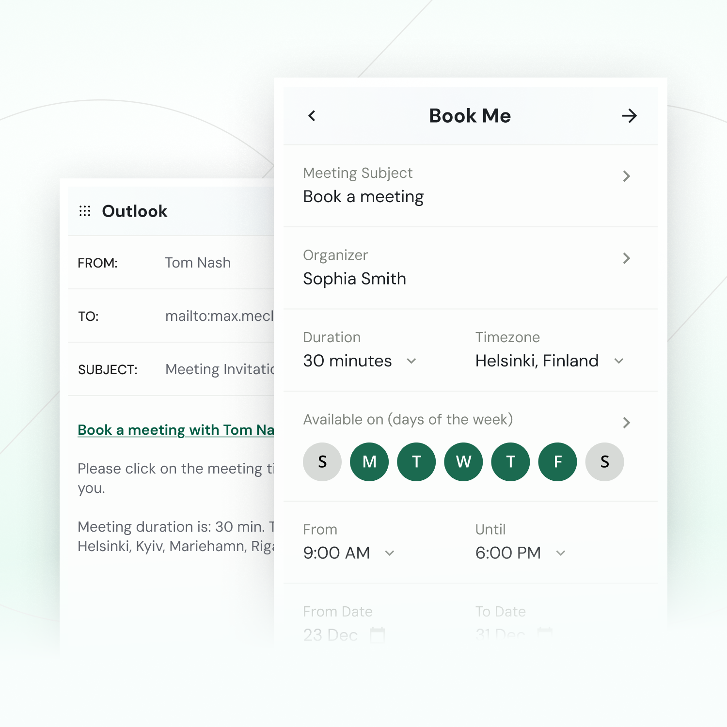 Scheduling rules — availability settings