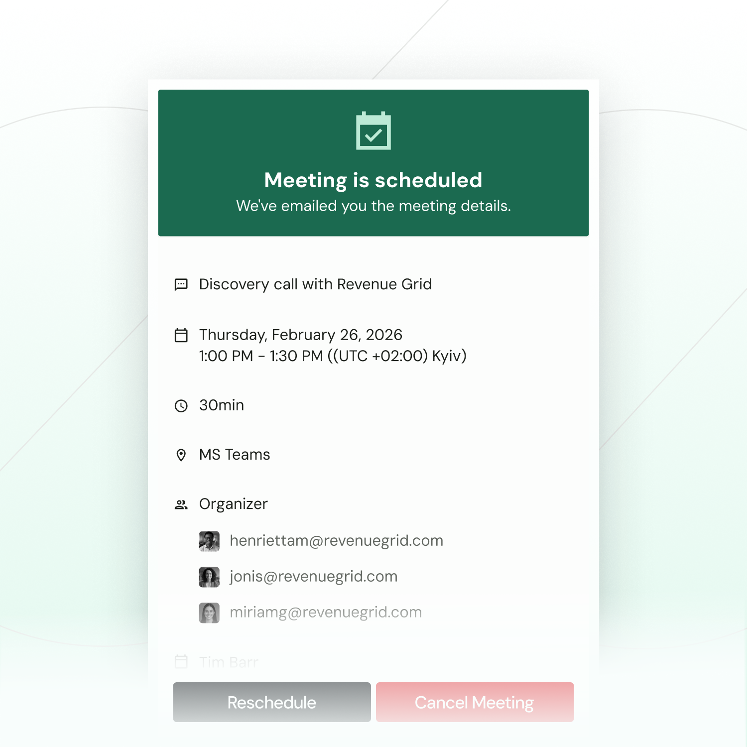 Reschedule and cancel — flexible meeting management