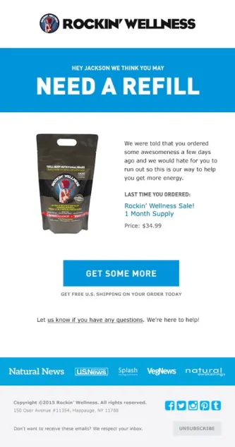 An example of a personalized email