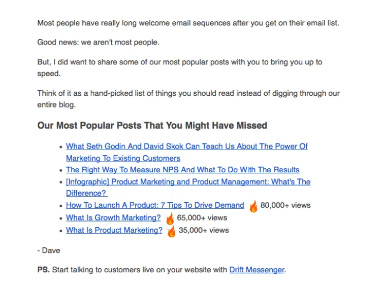 List of educational resources at the end of a blog post from Drift