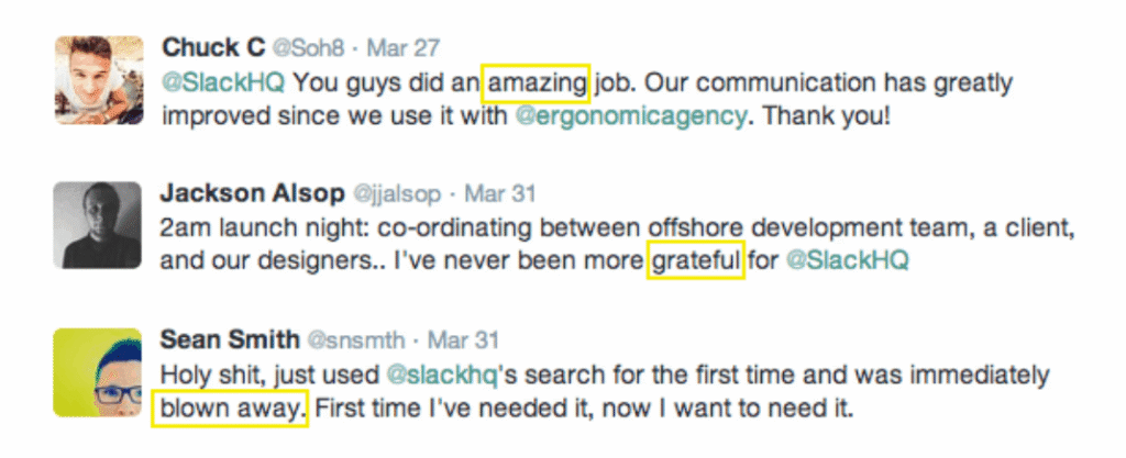 Twitter feed showing emotional text that jump out at you with orange borders. – Revenuegrid