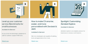 An image of Zendesk’s narrowly-targeted content to meet consumers’ specific needs without them leaving the site.