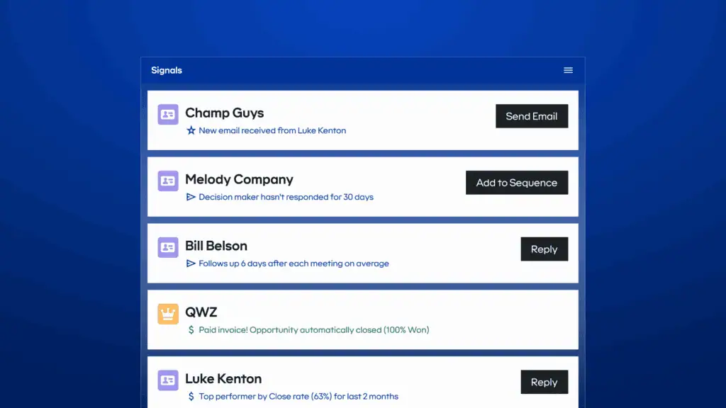 Revenue Grid’s action center