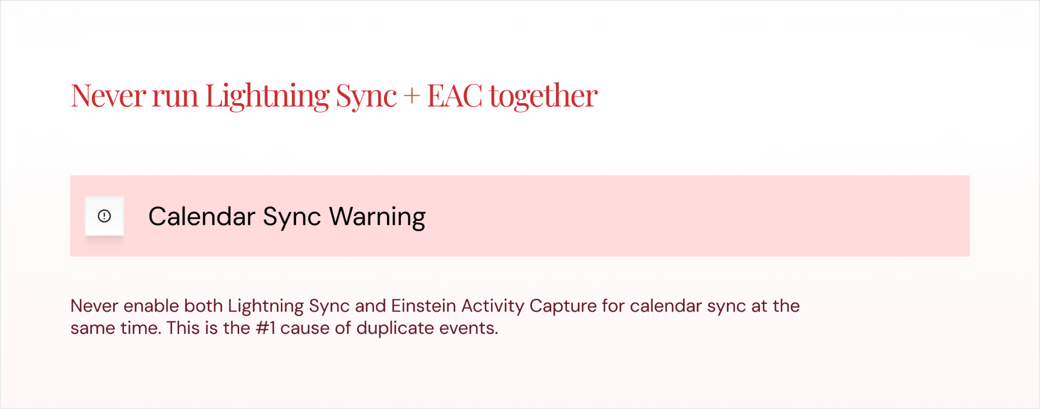 Never run Lightning Sync + EAC together
