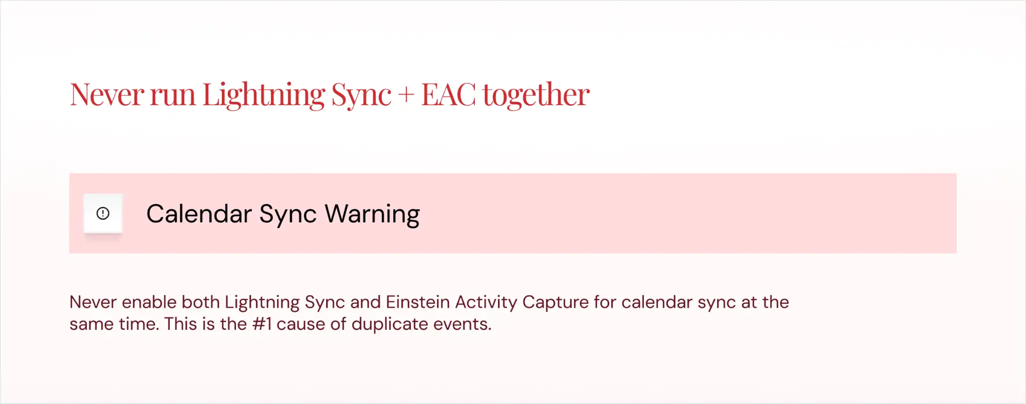 Never run Lightning Sync + EAC together