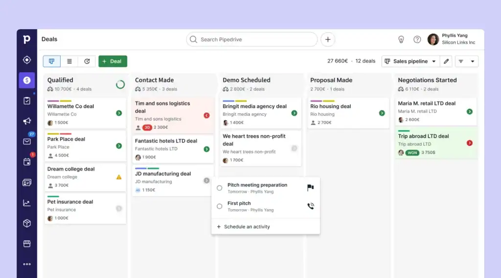 Pipedrive deals stage